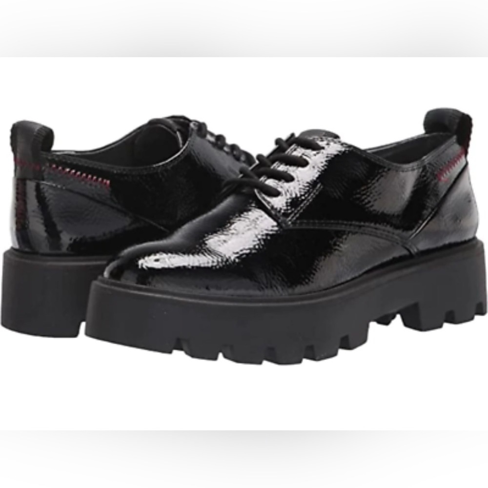 Franco Sarto‎ Balin Oxford Loafer Minimalist Black Patten Leather Women’s 8.5